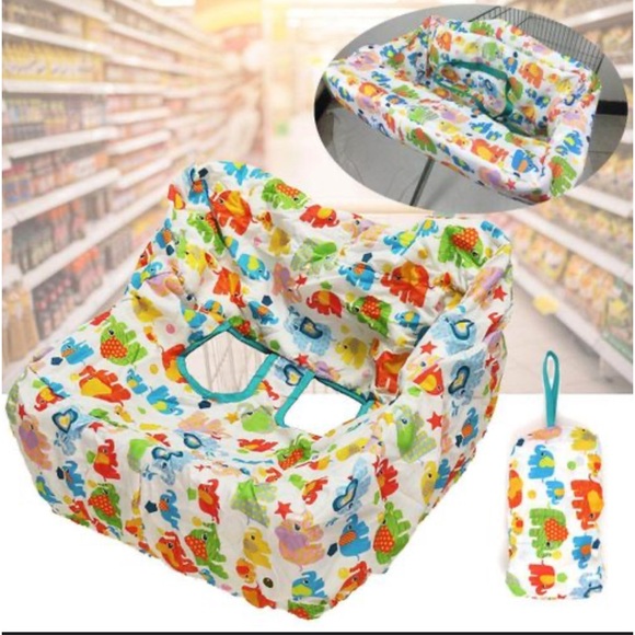 NWOT 2-IN-1 UNIVERSAL CHILD COLORFUL ELEPHANT GROCERY CART PACKABLE SEAT COVER - Picture 3 of 9